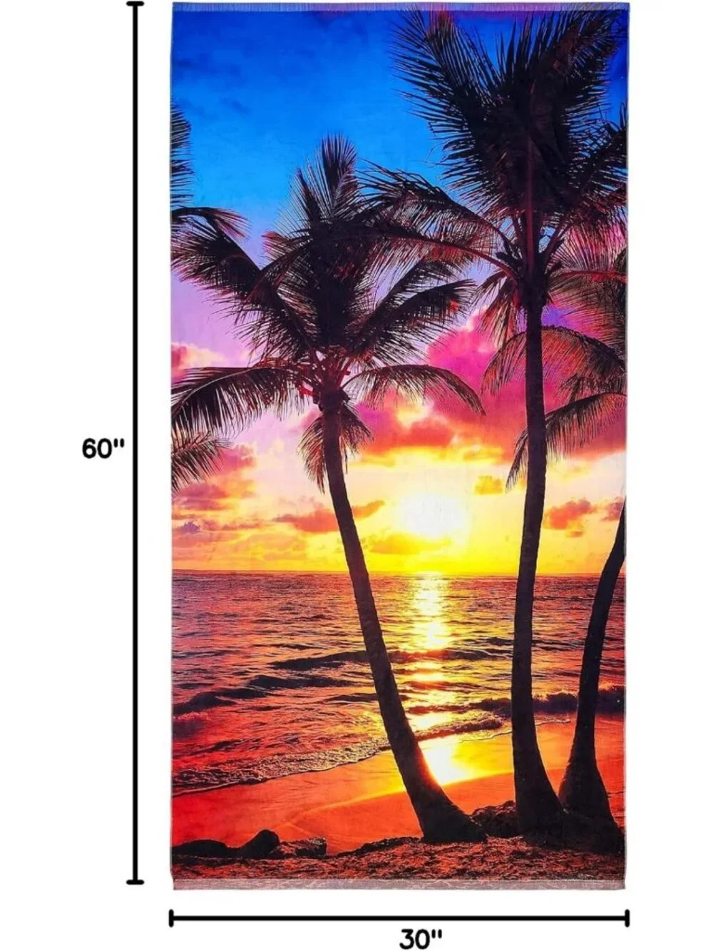 Paradise Sunset Beach Towel 30x60” - Soft 100% Cotton, Perfect for Pool & Travel